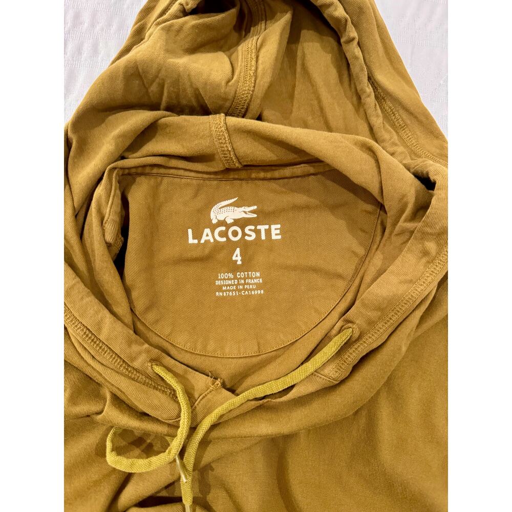 Lacoste Devanlay Men's Cotton Pullover Hoodie Sz 4/M Mustard Olive Preppy French - Picture 4 of 13